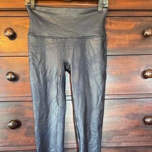 SPANX Navy Faux Leather Leggings